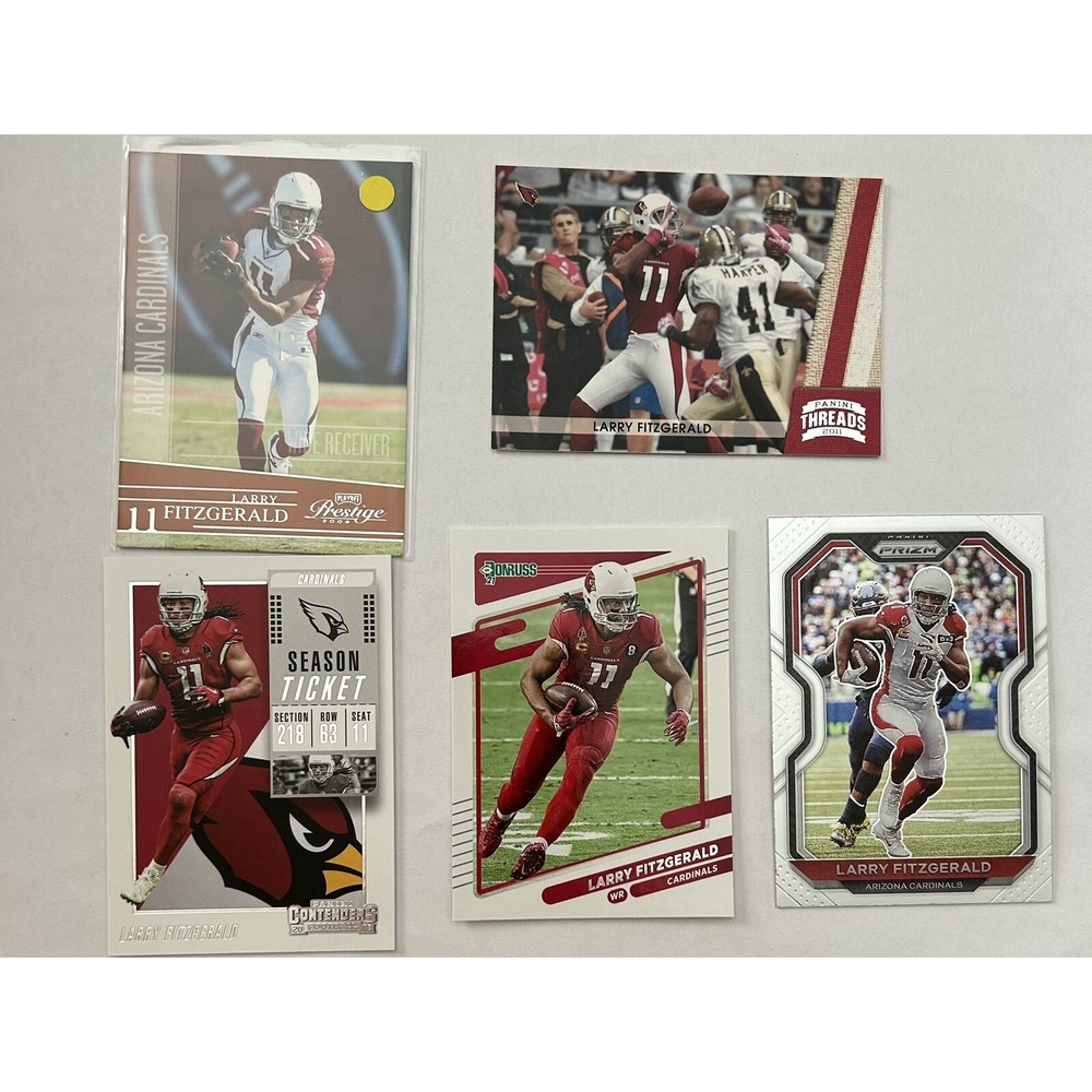 Panini Lot of 5 Arizona Cardinals Larry Fitzgerald Football Cards (Z1)